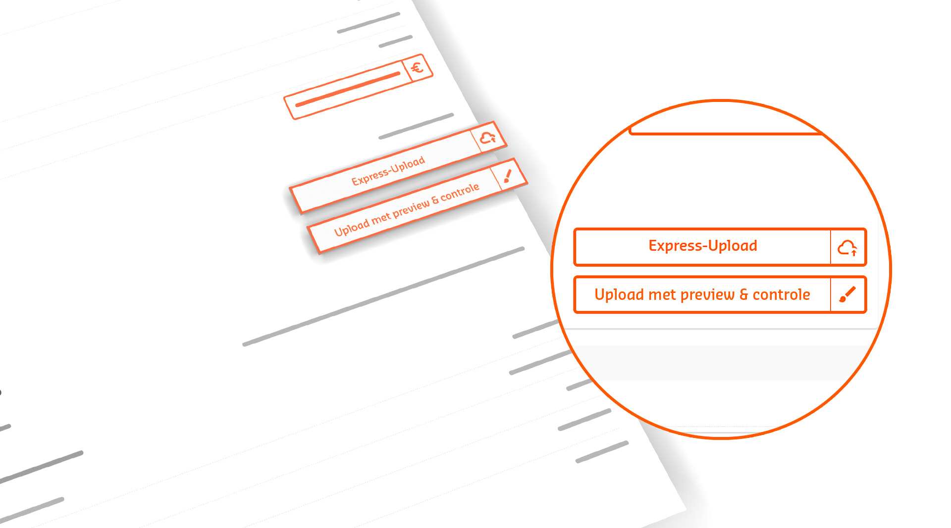 Upload-Buttons in het opdrachtsoverzicht